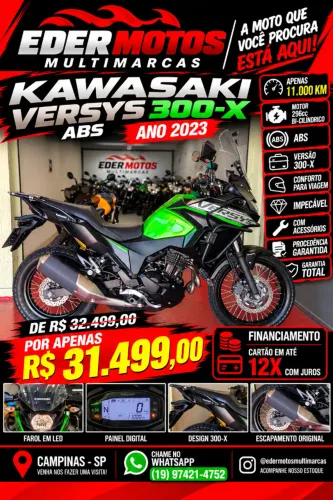 KAWASAKI VERSYS 300-X ABS 2023 VERDE IMPECAVEL COM APENAS 11.000KM E DAMOS GARANTIA TOTAL