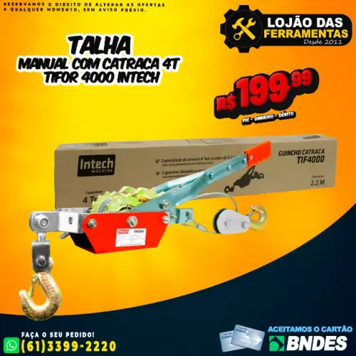 Talha Manual Com Catraca 4T Tifor 4000 Intech