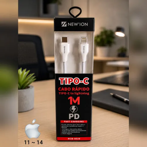 Cabo iPhone Tipo C para Lightning PD 30W 1m | Carregamento Rápido | Carga e Dados