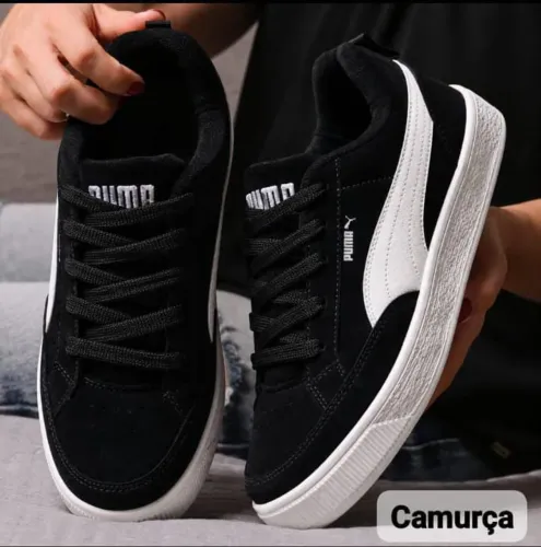 Puma Street Camurça Premium | Preto & Branco | Estilo Punk