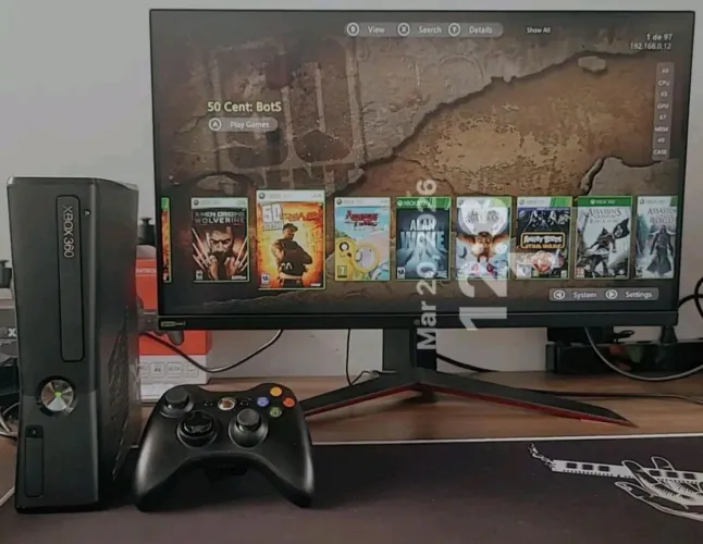 Xbox 360 Desbloqueado RGH - Sistema Aurora, Leitor OK + Vários Jogos no HD