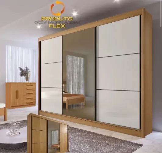 Guarda-Roupa 3 Portas Montreux 2,73 m Cinamomo com Espelho