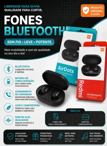 02 unidades de fone de ouvido Redmi