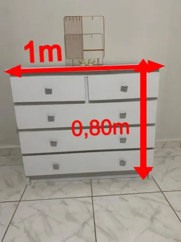 ÁRMARIO/CÔMODA BRANCA 5 GAVETAS MODELO ANTIGO EM MDF