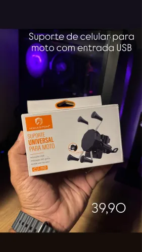 Suporte de celular para moto com USB 