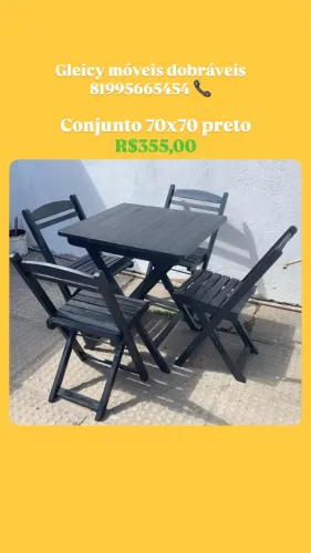 Conjunto dobrável 70x70 preto