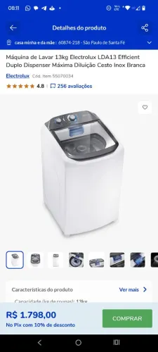 Vendo máquina de lavar Electrolux semi nova