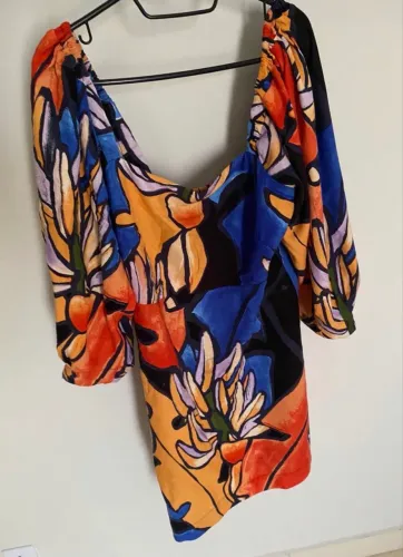 Vestido de linho farm de mangas