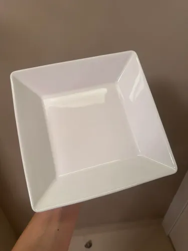 Conjunto com 4 pratos Quadrados Oxford - cerâmica branca
