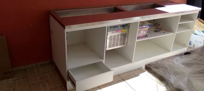 Pista inox quente fria para hamburgueria, delivery, pastelaria, lanches etc