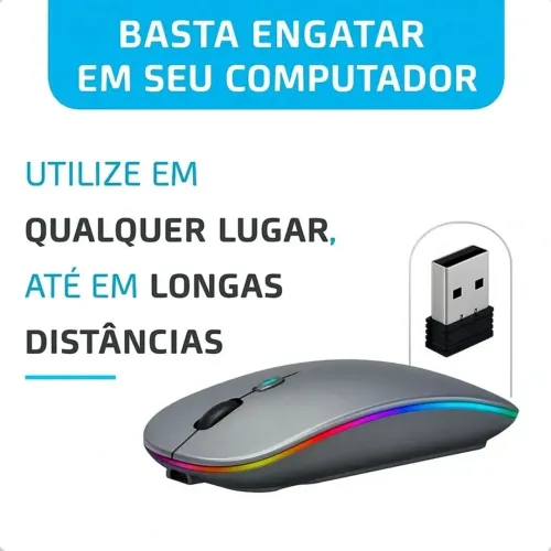 Mouse sem fio recarregável