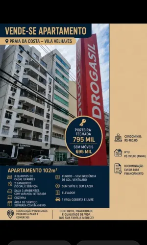 Porteira Fechada Praia da Costa 3 qts 102mt ²