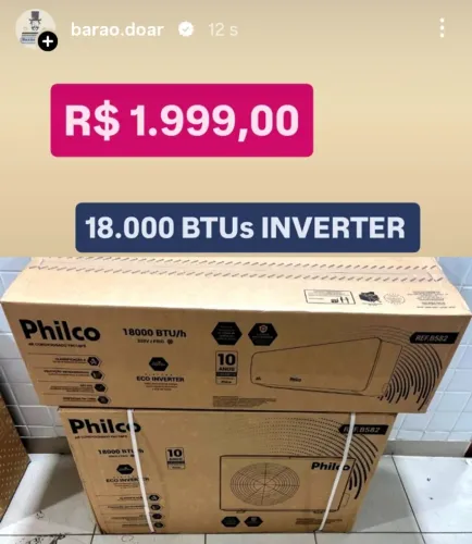 Ar Split Philco INVERTER 18000 BTUs + Novo + Nota + 1 Ano Garantia + Cartão 12x