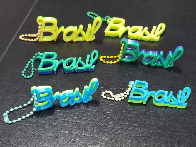 Kit com 20 Chaveiros 3D Brasil - 2 Cores