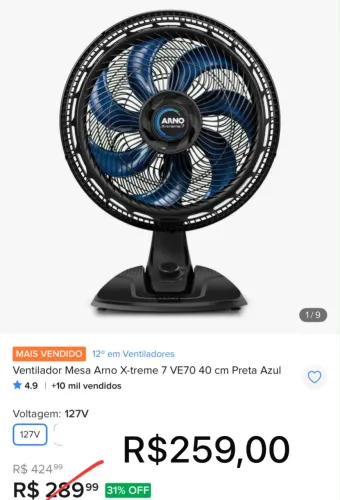 Ventilador Arno x-treme 7
