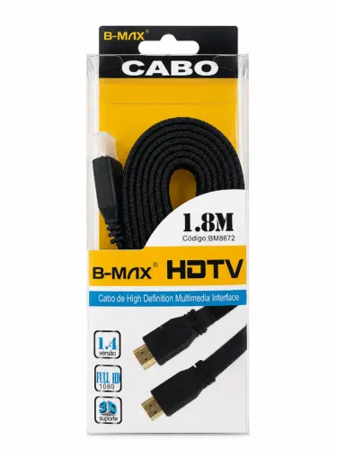 Cabo HDMI B-MAX HDTV 1.8m - Versão 1.4 | Full HD 1080p | Suporte 3D