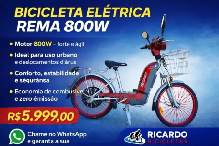 Bicicleta Elétrica Rema Aro 24 - 800W