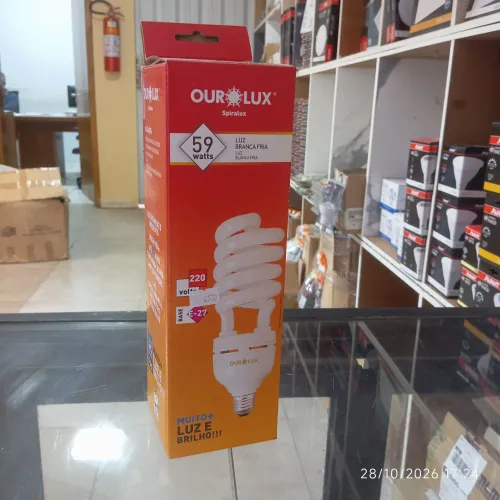 Lâmpada Espiral 59W Luz Branca Fria 220v Ourolux
