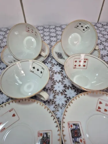 Jogo chá 8 peças porcelana real