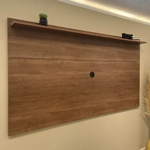 Painel TV até 60" Amadeirado 180cm com Prateleira