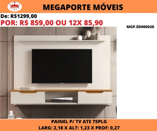 Painel Studeo 2,18 para Tv até 75 Polegadas