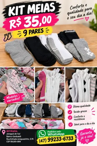 Kit pares de meia de algodão,infantil ao adulto.