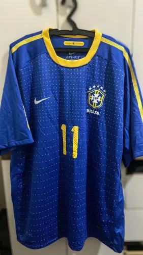 CAMISA SELEÇÃO BRASILEIRA AZUL NIKE AUTHENTIC Nº 11 ? ORIGINAL ? PEÇA RARA DE COLEÇÃO