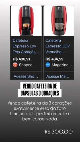 Cafeteira cápsula 3 corações modelo lov