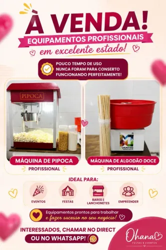 Máquina de pipoca e algodão doce profissional em bom estado!!! 