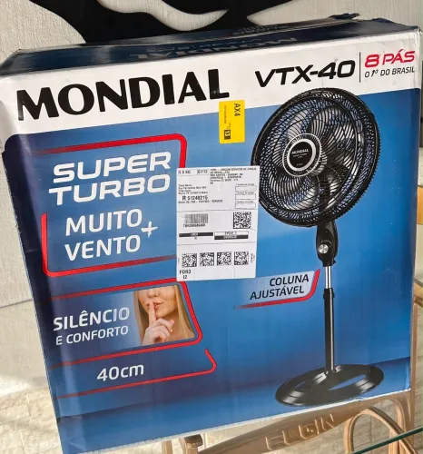 Ventilador Coluna MONDIAL 40cm, Preto/Prata | Turbo 8 Pás, 220V, 140W, VTX-40C-8P