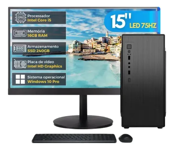 6 unidades - Computador Completo i5 16GB SSD 240GB + Monitor 15,4" Win 10 Pro