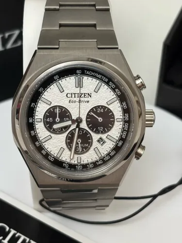Relógio Citizen Zenshin Chrono CA4610-85A Panda Super Titanium Eco-Drive | Novo