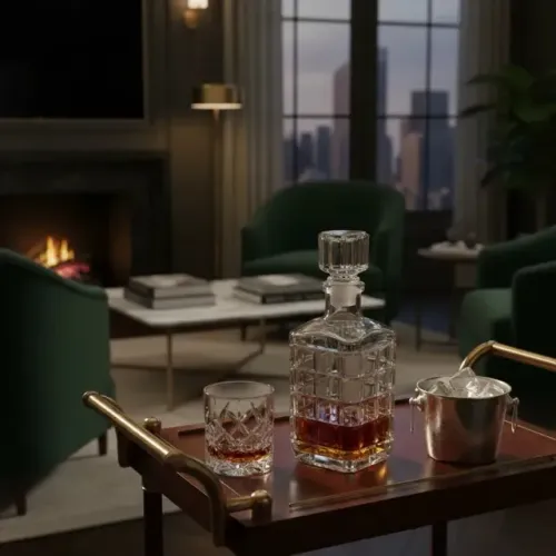 Licoreira em vidro com bela lapidação - década de 1970