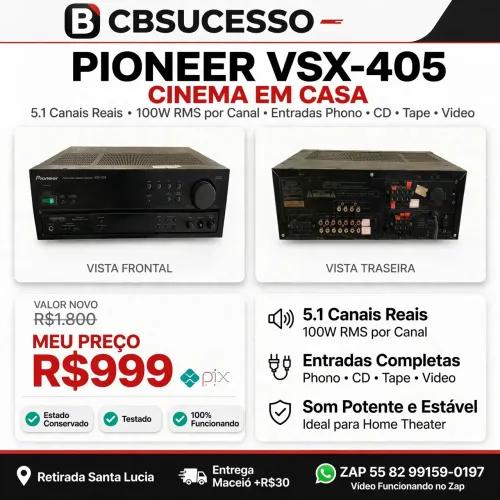 Pioneer VSX-405 5.1 Home Theater 100W Canal - R$999