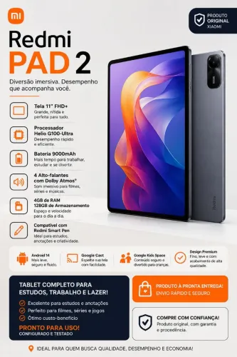 Redmi PAD 2 + caneta touch