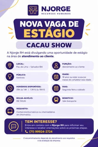 Vaga Disponível | Entre em contato com o RH - *