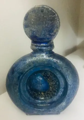 Frasco de recarga para perfume - trabalho artesanal - cor azul