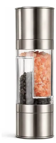 Moedor de Temperos Kapbom em Aço Inox e Vidro 2 em 1 - NOVO