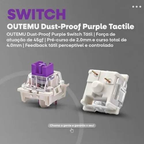 PROMOÇÃO!! Switch Outemu Dust-Proof Purple 70pcs | 3 Pinos | Feedback Tátil