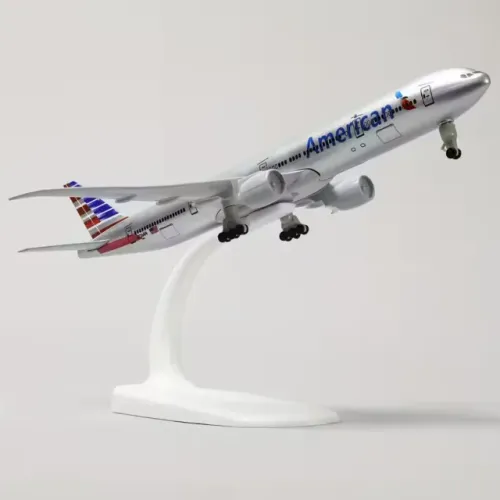 Miniatura Avião Metal Boeing 777 American Airlines 20cm Rodas - Suporte Expositor