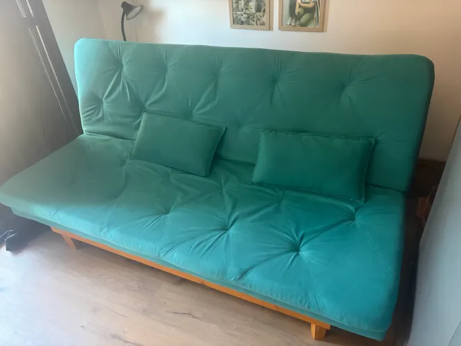 Sofá cama casal 3 lugares com duas banquetas