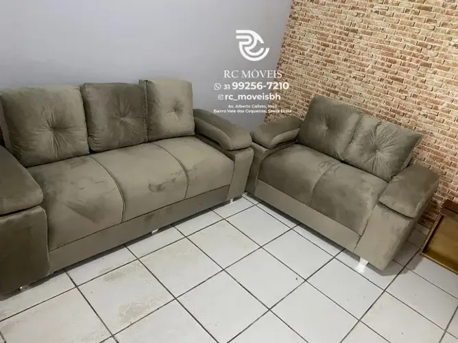 Sofá 2 e 3 pessoas Suede D33 Braço Fofão Confortável Direto da Fábrica