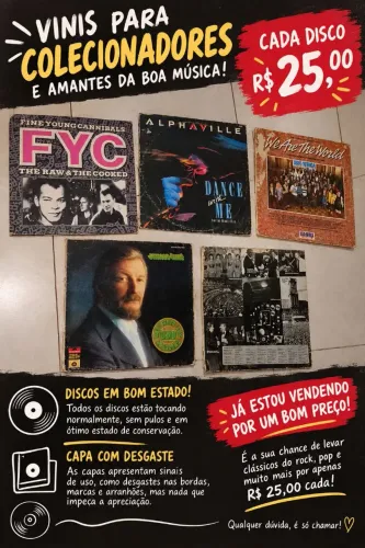 DISCOS Alphaville, We are the world, FYC entre outros R$25,00