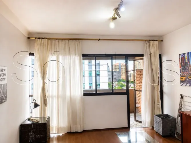 Flat mobiliado com 54m², 1 dormitório e 1 vaga, disponível locação no bairro de Alphaville