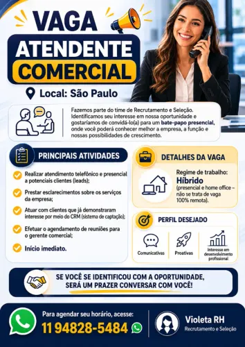 Atendente comercial (Home office) 