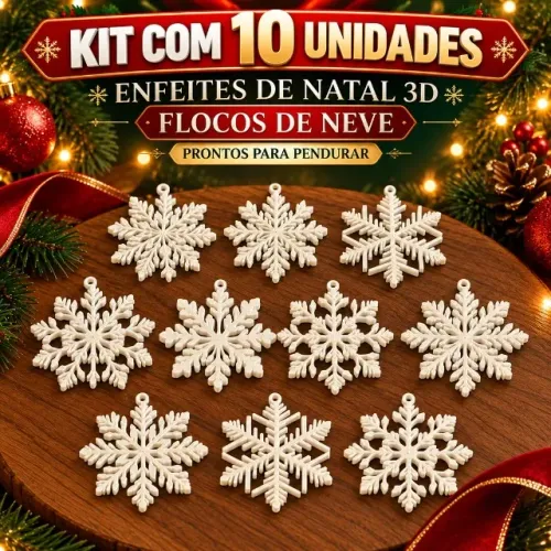 KIT COM 10 ENFEITES DE NATAL 3D