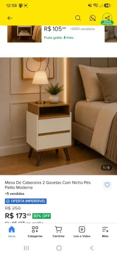 Mesa de cabeçeira 2 gavetas com nicho excelente estado