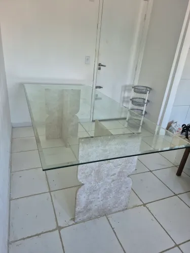 Mesa de Jantar em Mármore e Vidro 2,00 x 1,00 m | Design Moderno