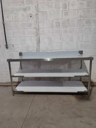 Bancada inox c/ espelho 2,20×0,70×0,90 prateleira