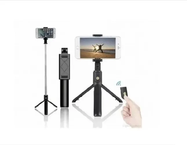 Bastão Pau De Selfie de 28cm à 68cm Com Tripé Bluetooth Controle K07